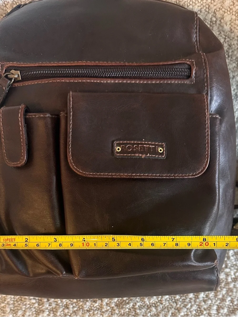 Rosetti Backpack Purse Brown Faux Leather Sling Or Regular Backpack Zip Up Strap